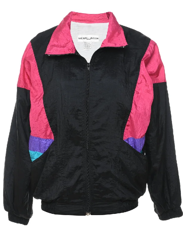 Black. Pink & Blue 1990s Nylon Jacket - S Refined Women's Velvet