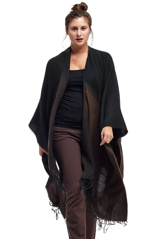 La Cera Ombre Split Poncho Shawl Dynamic Women's Moto