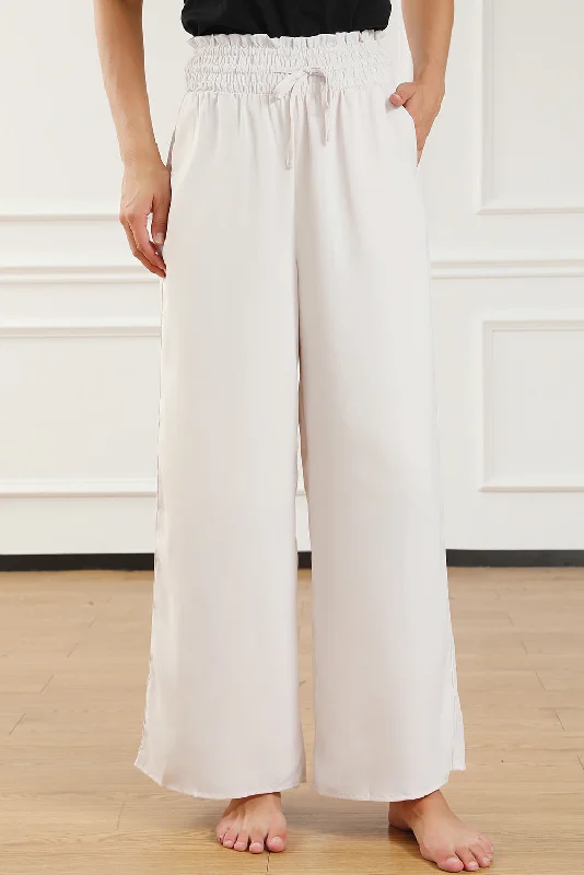 Kendra Smocked High Waist Wide Leg Pants Artistic Women's Hand - painted