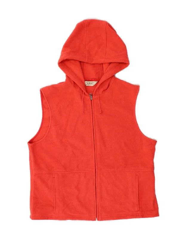 L.L.BEAN Womens Hooded Fleece Gilet UK 16 Large Pink Polyester Practical Women's Quick - dry
