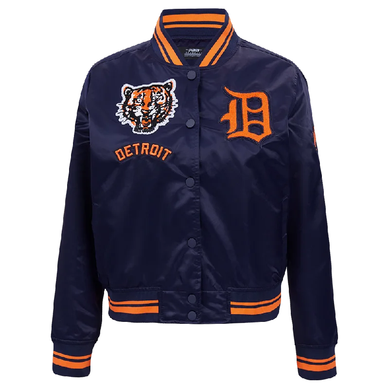 MLB DETROIT TIGERS RETRO CLASSIC WOMEN'S RIB SATIN JACKET (MIDNIGHT NAVY/ORANGE/ MIDNIGHT) Women MLB DETROIT TIGERS RETRO CLASSIC WOMEN'S RIB SATIN JACKET (MIDNIGHT NAVY/ORANGE/ MIDNIGHT) Women