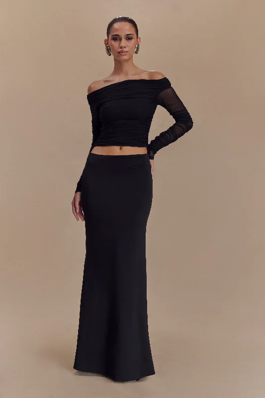 Darla Mesh And Slinky Off Shoulder Maxi Dress - Black Relaxed Women's 