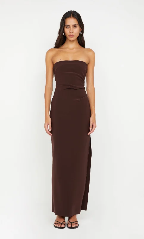 REINA STRAPLESS MAXI DRESS - DARK CHOCOLATE Vintage Women's 1970S 