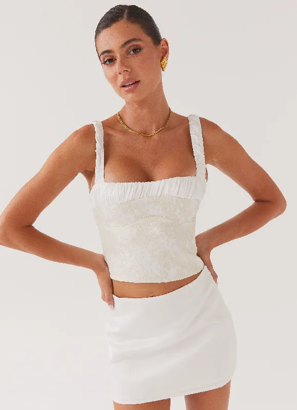 Ryder Bustier Top - Ivory Sky Adventure