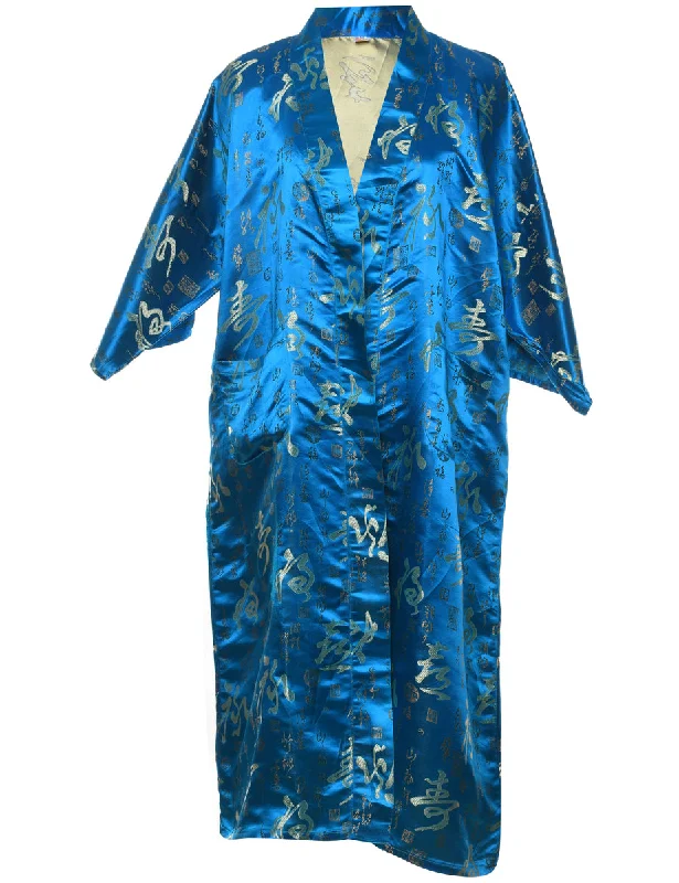 Brocade Pattern Full Length Kimono - M Classic Women's Tweed