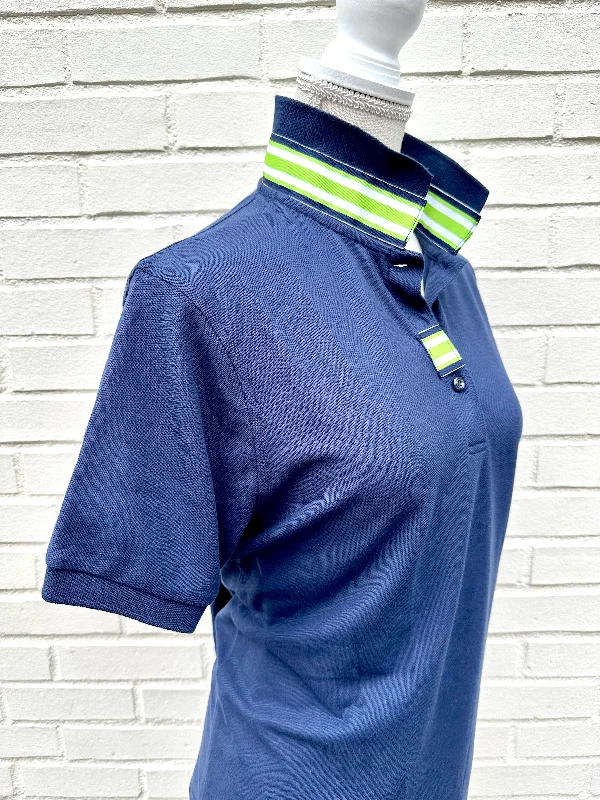 SALE - L ONLY - Madonna Navy Polo w Navy/Lime Grosgrain (POLO3) *FINAL SALE* Sporty Women's Tennis SALE - L ONLY - Madonna Navy Polo w Navy/Lime Grosgrain (POLO3) *FINAL SALE* Sporty Women's Tennis