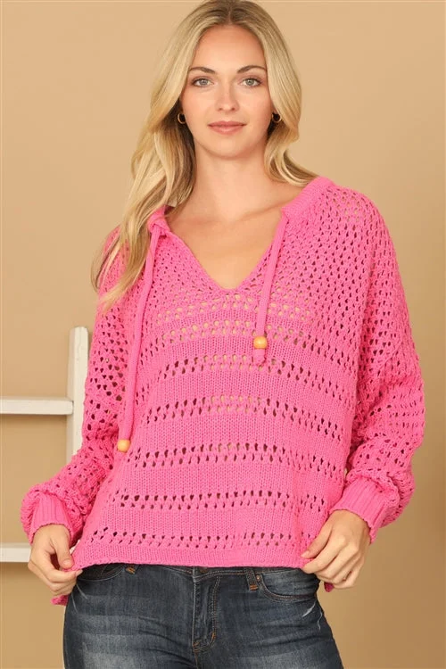 Pink Is The New Black Eyelet Pullover Preppy Women's College