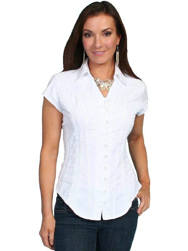 Scully Cantina Womens White 100% Cotton Cap Sleeve Vine Blouse Minimalist Women's Casual Scully Cantina Womens White 100% Cotton Cap Sleeve Vine Blouse Minimalist Women's Casual