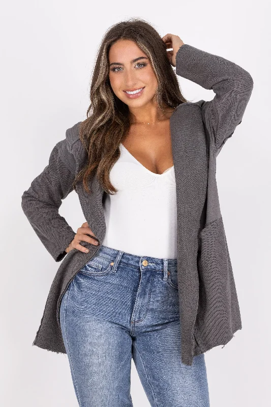 The World is Yours Women's Cozy Open Front Hooded Cardigan