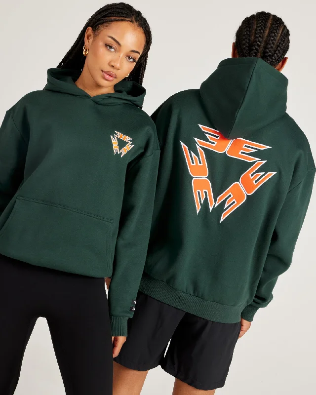 Tri Logo Hoodie - Green / Orange Dapper Women's Bow - adorned