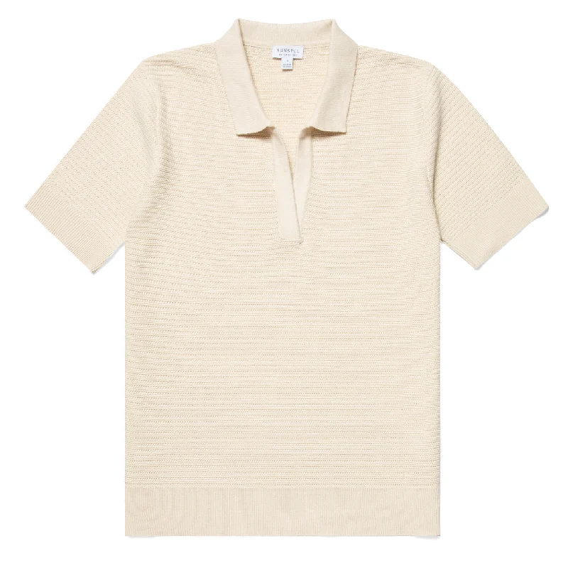 Sunspel Womens Archive Knit Polo Ecru British Gentlewoman Style