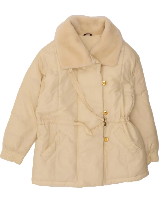 YESSICA Womens Padded Coat UK 18 XL Off White Nylon Monochromatic Office Style