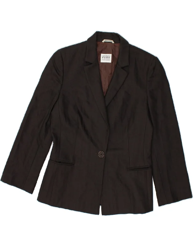 GIANFRANCO FERRE Womens 1 Button Blazer Jacket UK 12 Medium Brown Striped Casual Women's Japanese GIANFRANCO FERRE Womens 1 Button Blazer Jacket UK 12 Medium Brown Striped Casual Women's Japanese