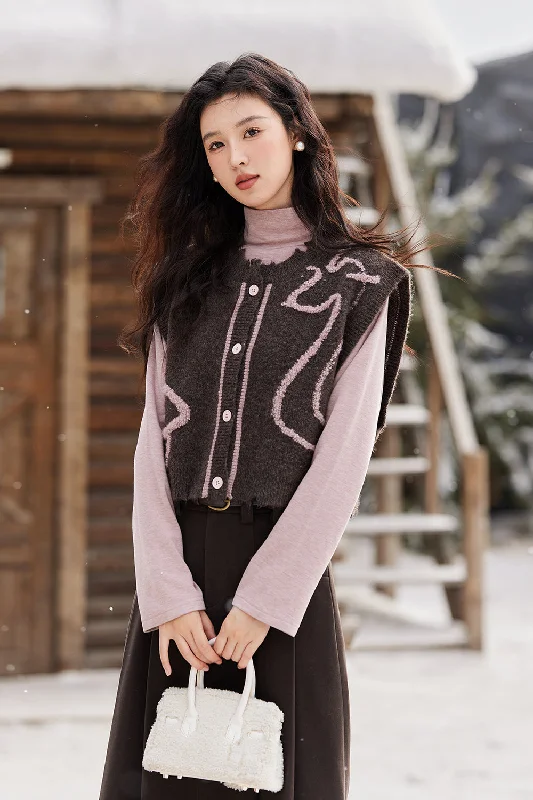 Knit Vest and Knit Shirt Set Separately Sold Sleek Women's 