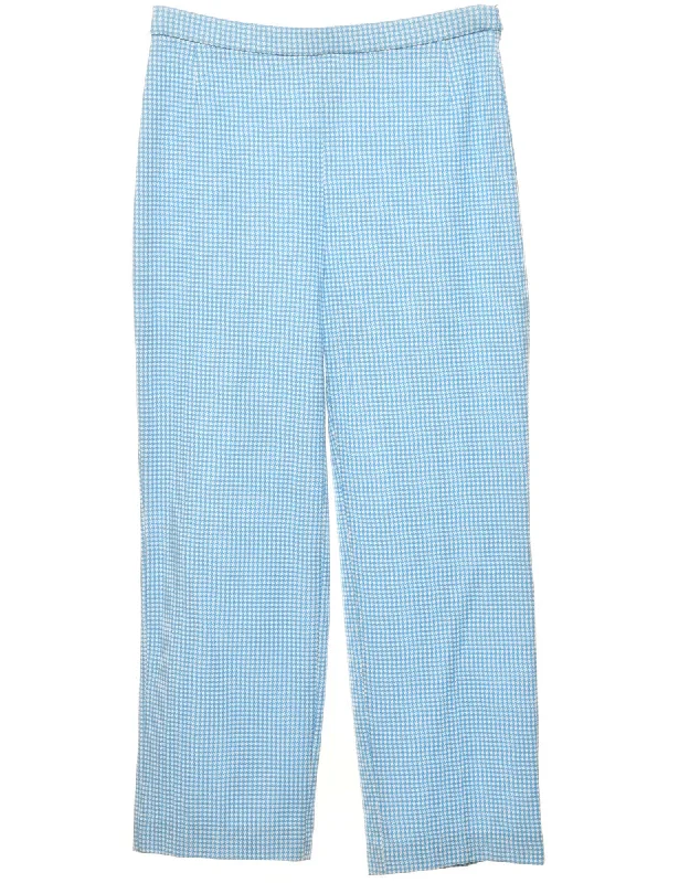Blue & White Dogtooth Trousers - W32 L28 Cozy Women's Sherpa - lined