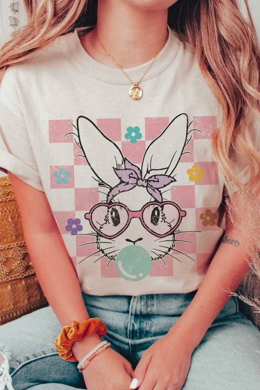 CHECKERED BUBBLE GUM BUNNY Graphic T-Shirt Australian Beach