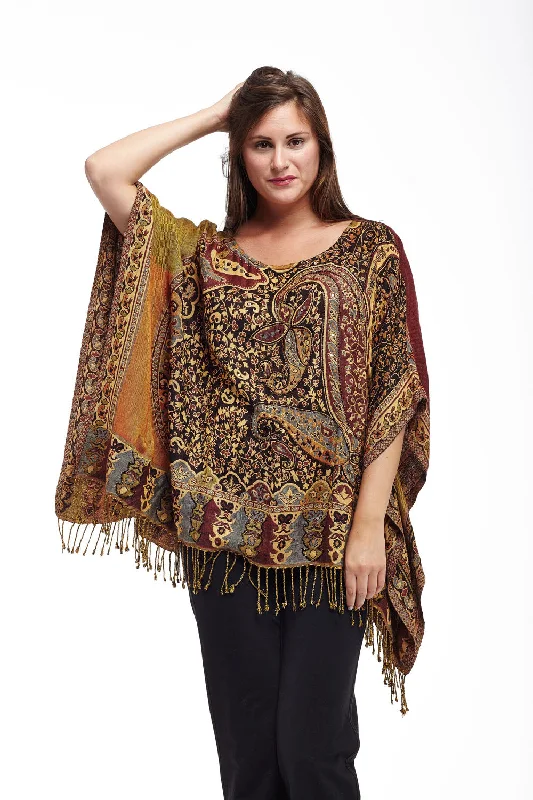 La Cera Shawl Paisley Printed Poncho Cool Women's Skate