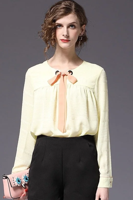 Chiffon Blouse W/ Bow Tie