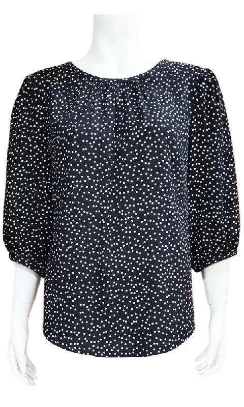 LYDIA Dot Blouse - BLK/WHT Refined Women's Velvet