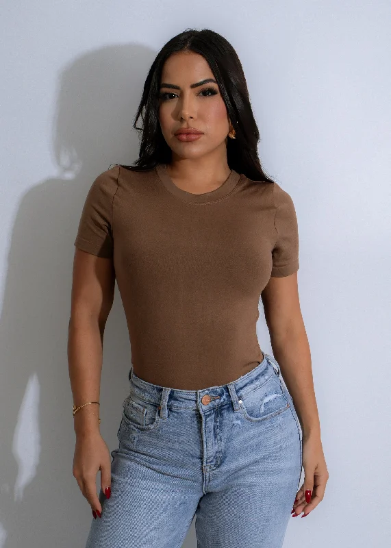 Fire We Make Bodysuit Brown Minimalist Women's Casual