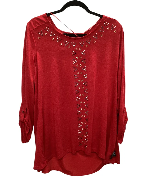Top Long Sleeve By Style And Company In Red, Size: 1x Sharp Women's Italian