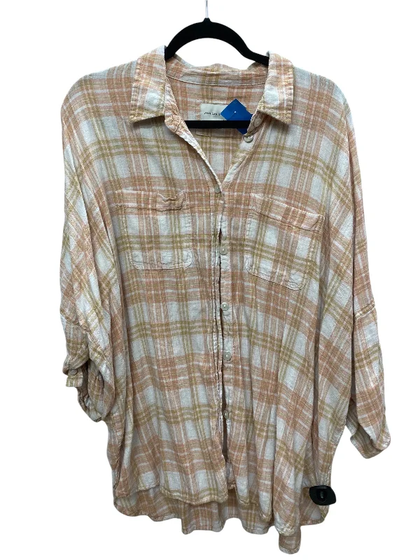 Top Long Sleeve By American Eagle In Plaid Pattern, Size: S Business