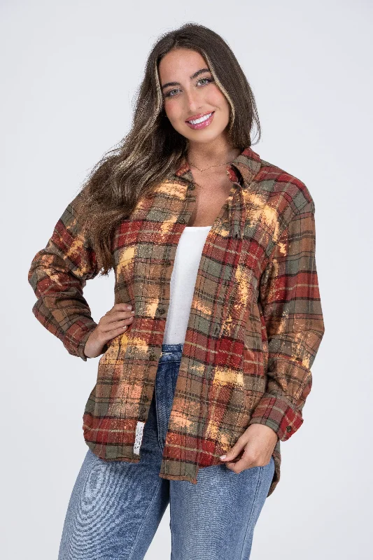 Next One Up Women's Collared Flannel Long Sleeve Top Cashmere