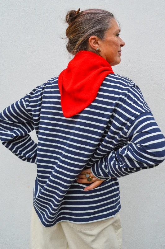 Fransa Siva Navy and White Striped Long Sleeve Tee Rugged Women's Outdoor 