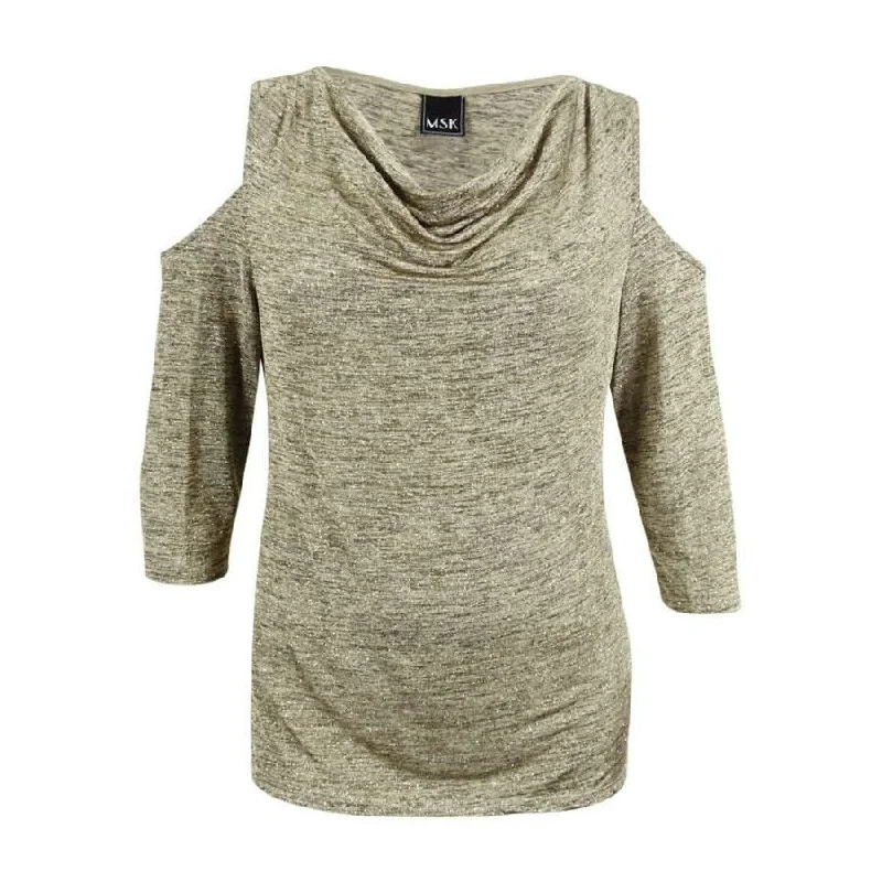 MSK Women's Draped Glitter Cold-Shoulder Blouse Artistic Women's Avant - 