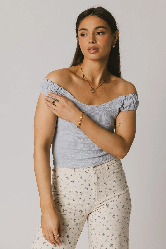 Ace Ribbed Top in Powder Blue Sleek Women's 