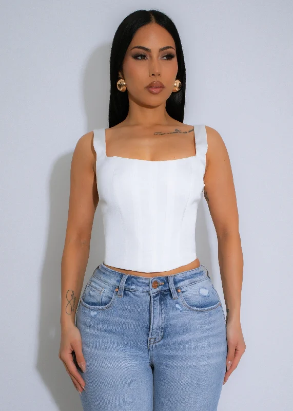 Luxe Contour Satin Crop Top White Artistic Women's Avant - 