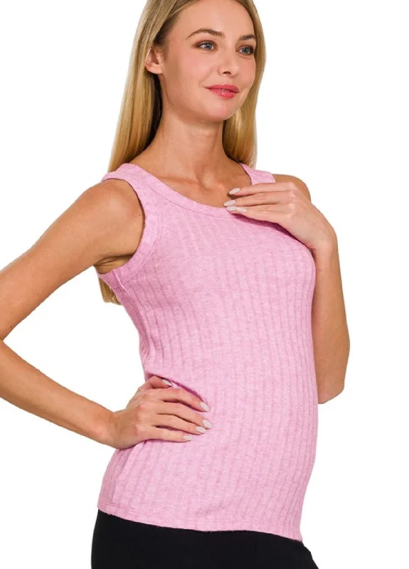 Ribbed Solid Tank Mauve Adventure