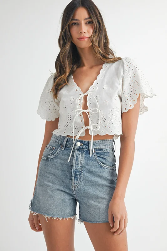 Floral Embroidered Linen Blouse Refined Women's Hand - crafted