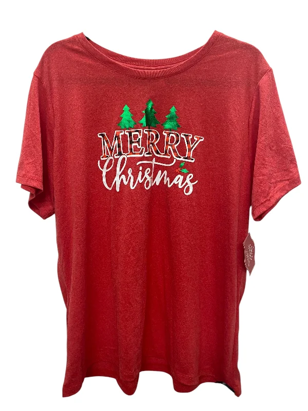 Top Short Sleeve By Holiday Time In Red, Size: 22 Sleek Women's Metallic