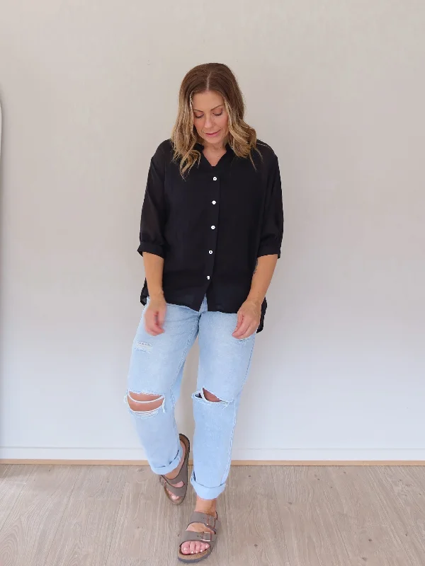 Mimi Blouse - Black Cozy Women's Winter