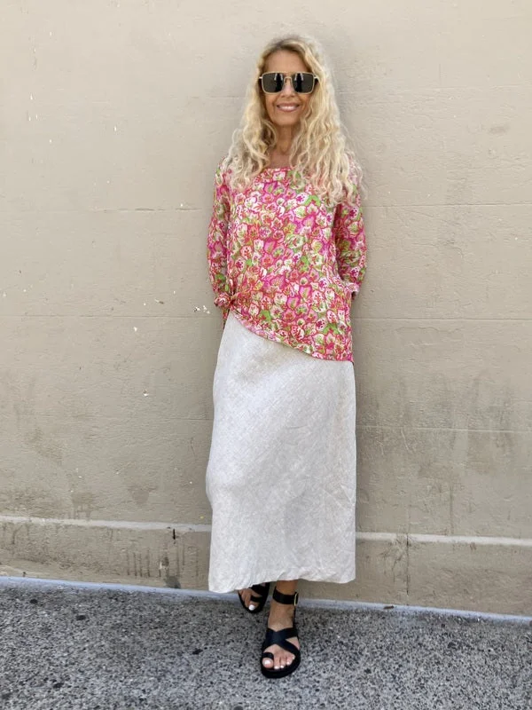 Jiva Maria Shirt - Strawberry Fields Print - Ramie Vacation