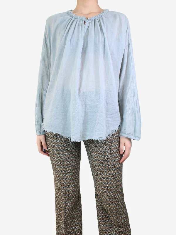 Blue creased distressed blouse - size L Practical Women's Quick - dry
