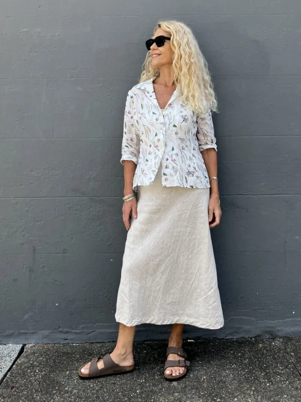 Jiva Fitted Shirt - Australiana Print - Ramie Unique Women's Upcycled