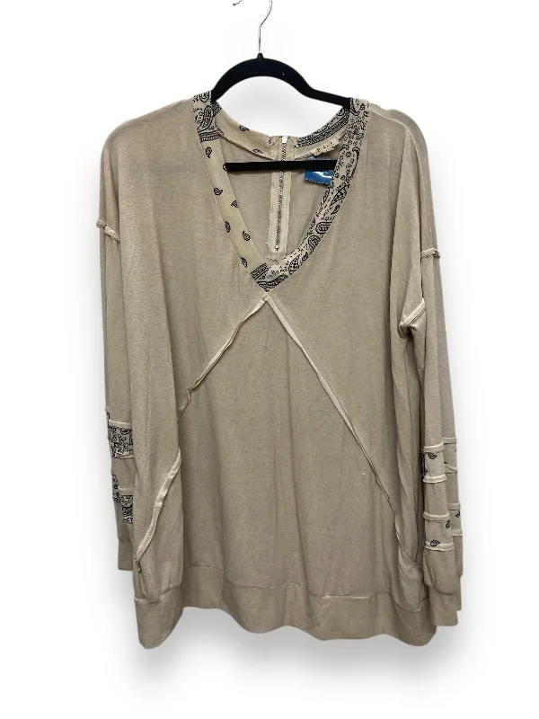 Top Long Sleeve By Pol In Tan, Size: L Disco