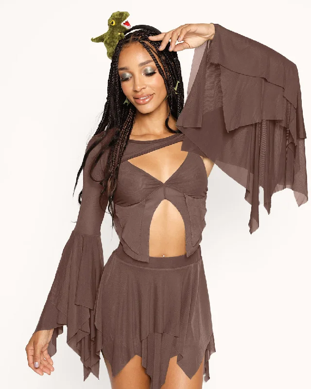 Dark Arts Ultra Crop Top - Brown Youthful Women's Anime - inspired