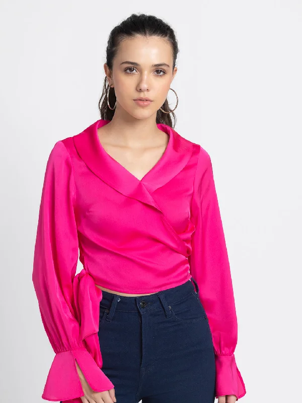 Fuchsia Wrap Top Refined Women's 