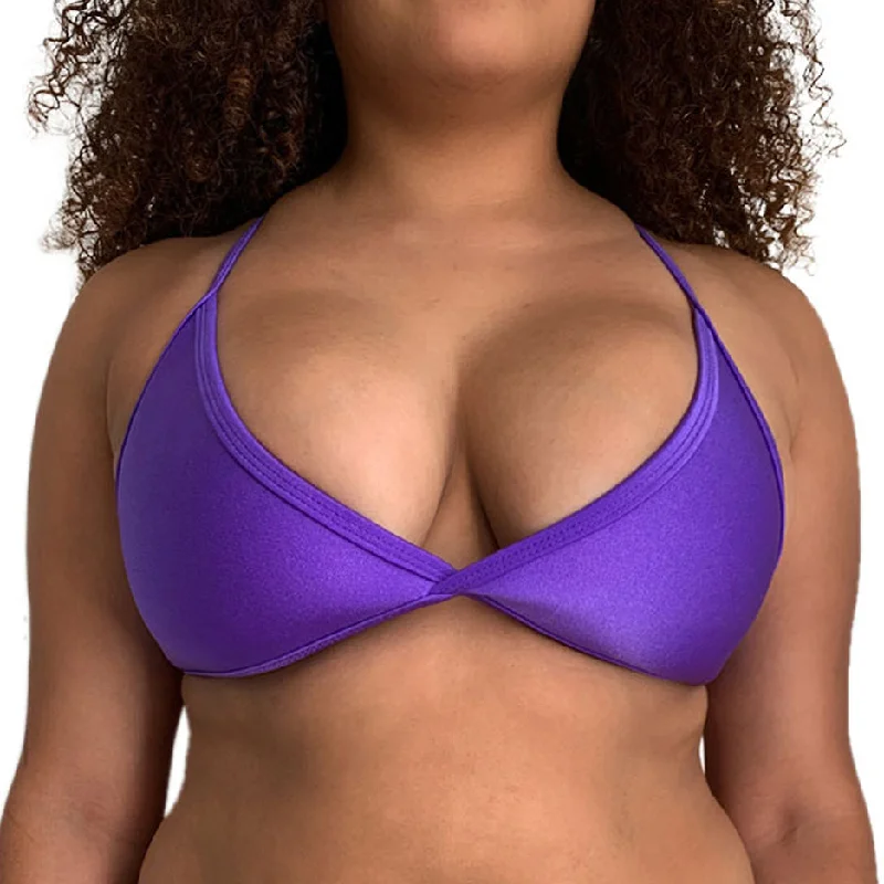 Electric Shiny Purple Tops Sophisticated Women's 