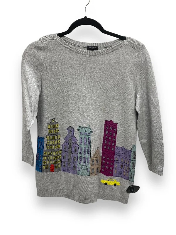 Top Long Sleeve By Talbots In Grey, Size: Sp Trendy Women's Oversized