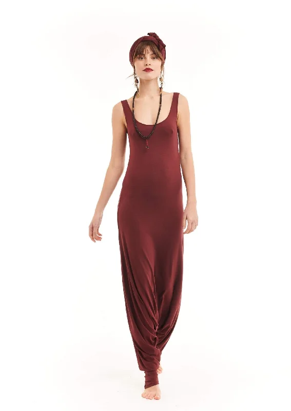 BAMBOO FITTED JUMPSUIT BURGUNDY Edgy Women's Punk