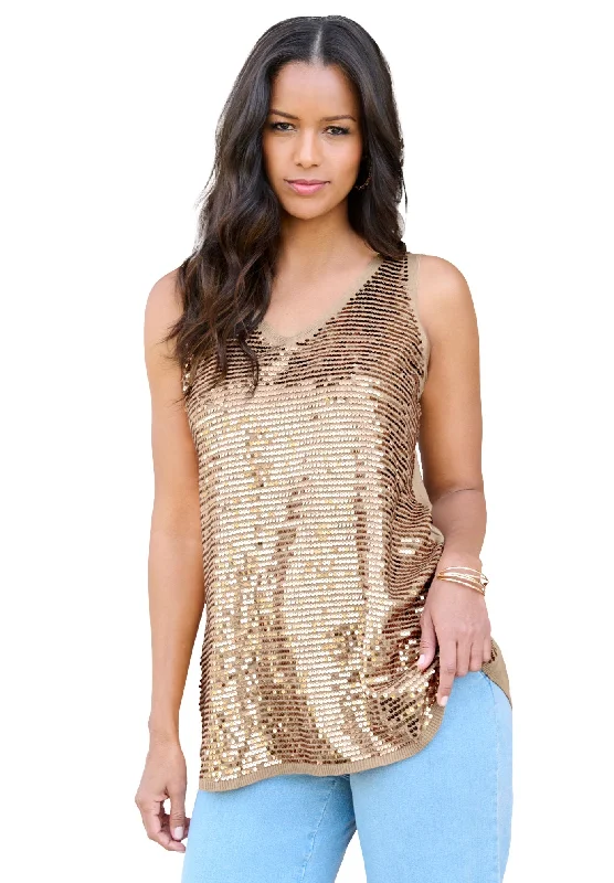 Sequin-Embellished Tank Top Streetwear Style for 