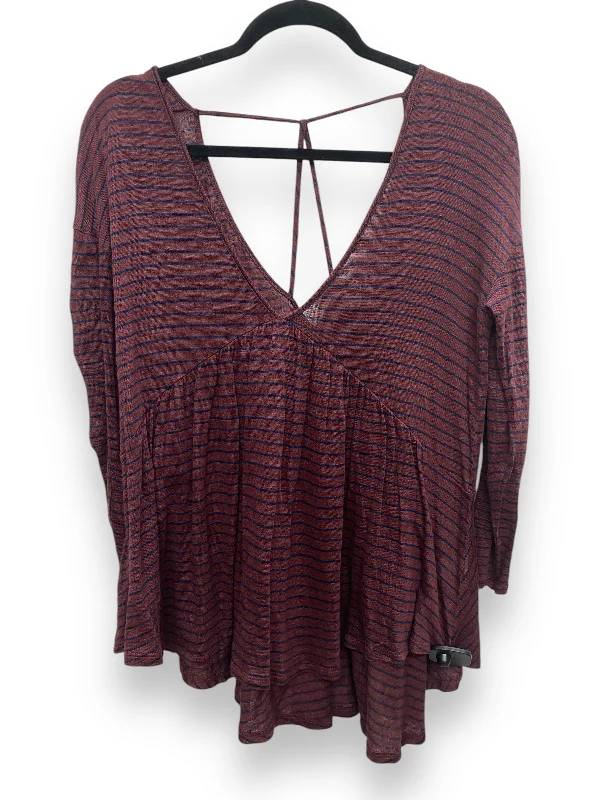 Top Long Sleeve By Lucky Brand In Blue & Red, Size: M Earthy Women's Hemp - based