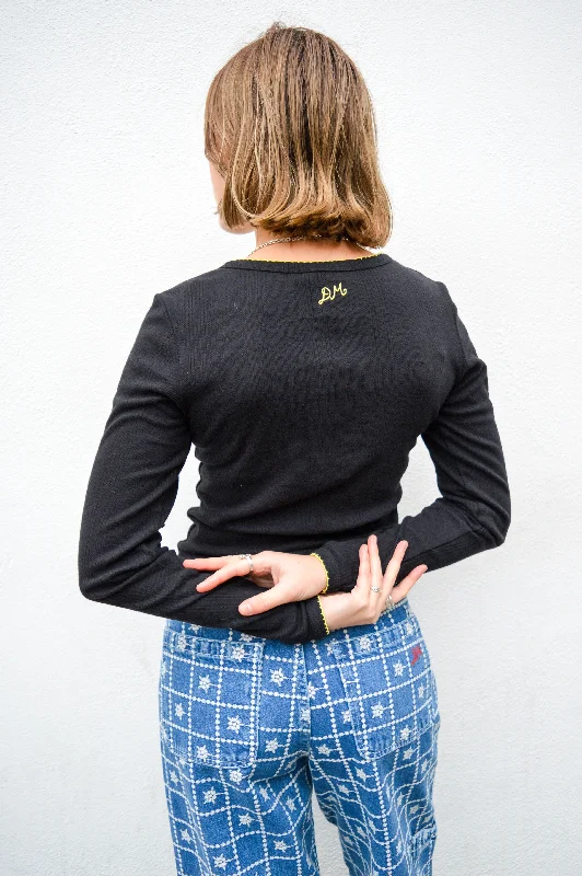 Damson Madder Sybil Pointelle Black Cardigan European