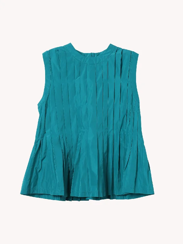 PEACOCK PLEAT SLEEVELESS BLOUSE Hip Women's Retro