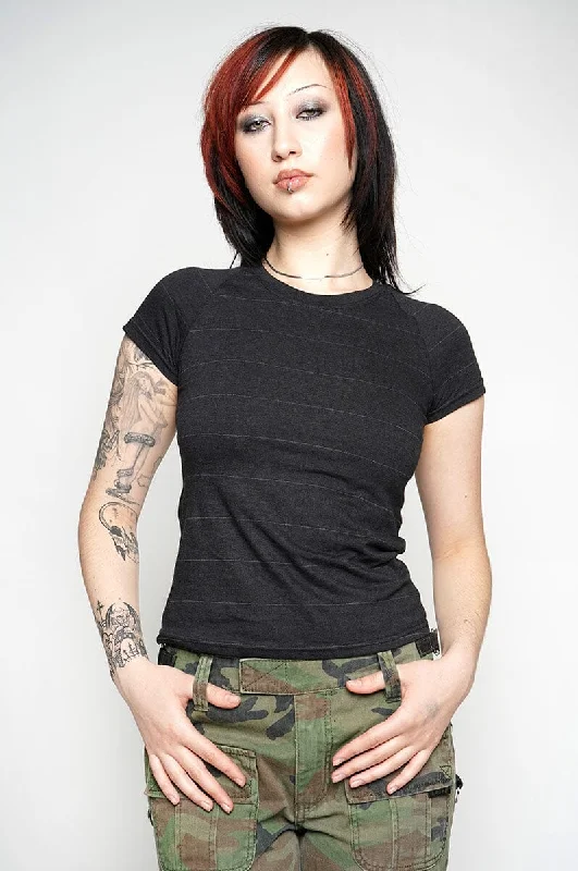 Tia Tshirt - Pinstripe [Last Large] Dapper Women's Bow - adorned