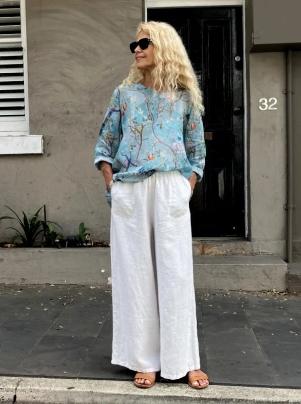 Jiva Maria Shirt - Chinoiserie Print - Ramie Scandinavian